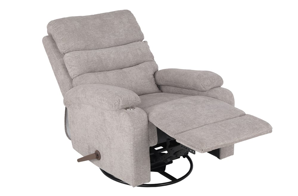 RECLINER SWIVEL ROCKER CHAIR WITH FABRIC - BEIGE