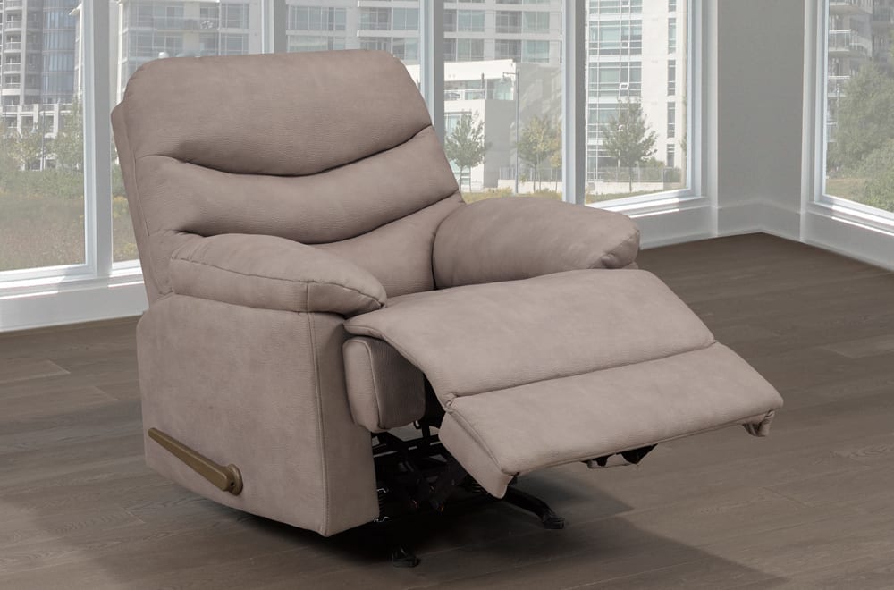 RECLINER SWIVEL ROCKER CHAIR WITH AIR SUEDE - MOCHA
