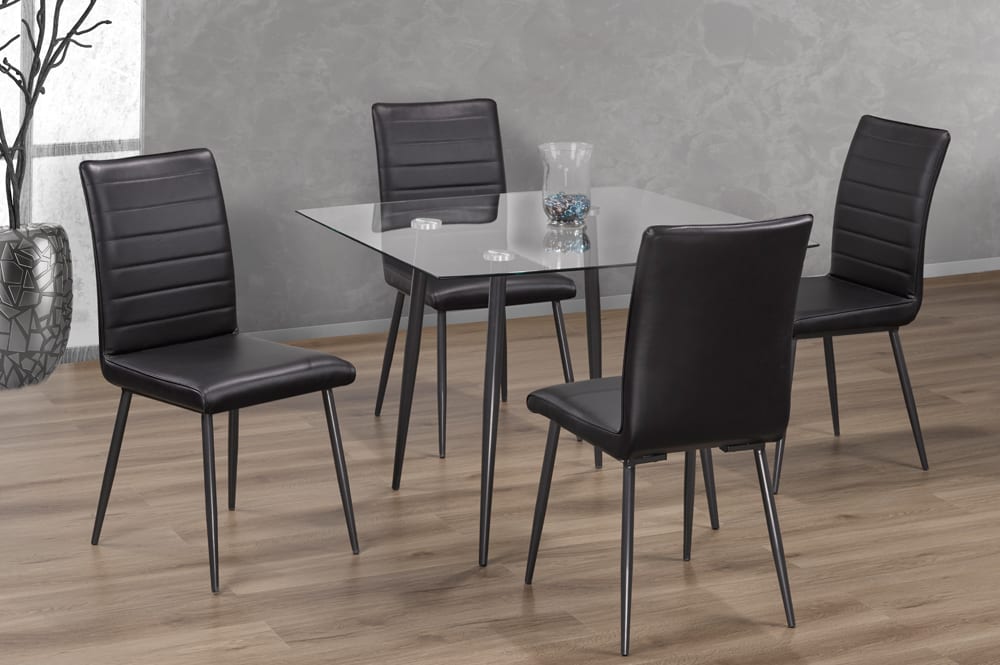 Glass Top Dining Set With Metal Legs 5pc