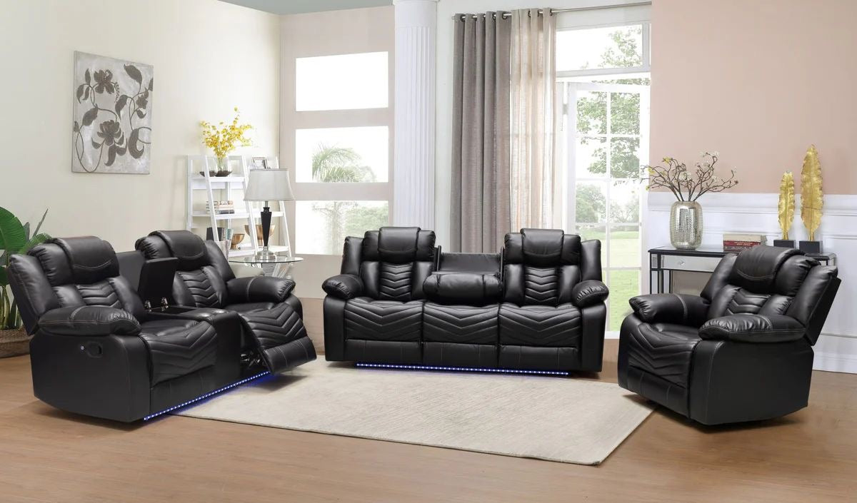 Roger Manual Recliner Air Leather Sofa Set