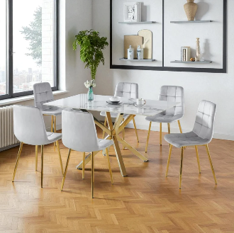 Modern Ceramic Dining Table Set – 7 Piece