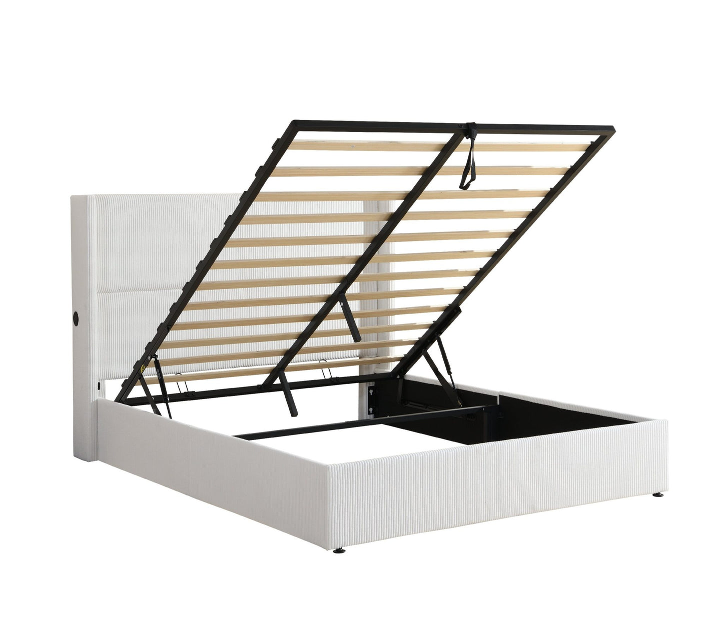 Corduroy Wingback Lift-Up Storage Bed