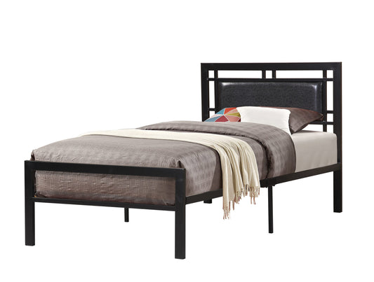 Metal Platform Bed With Leather