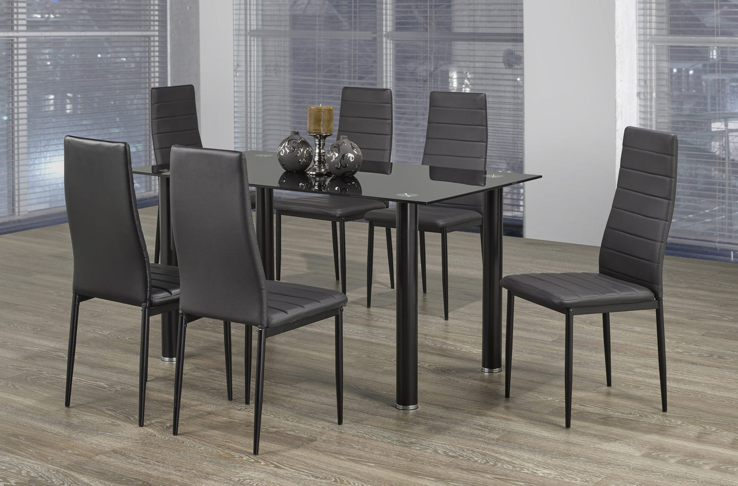 Florian Glass Dining Table Set 7pc