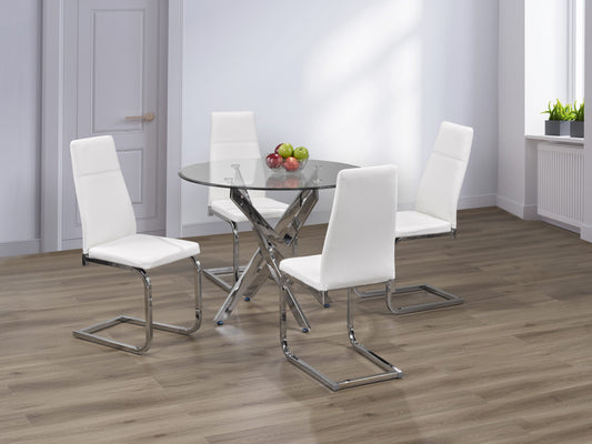 Round Glass Dining Table With Chairs 5pc