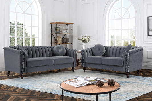 Modern Velvet Upholstered Sofa Set