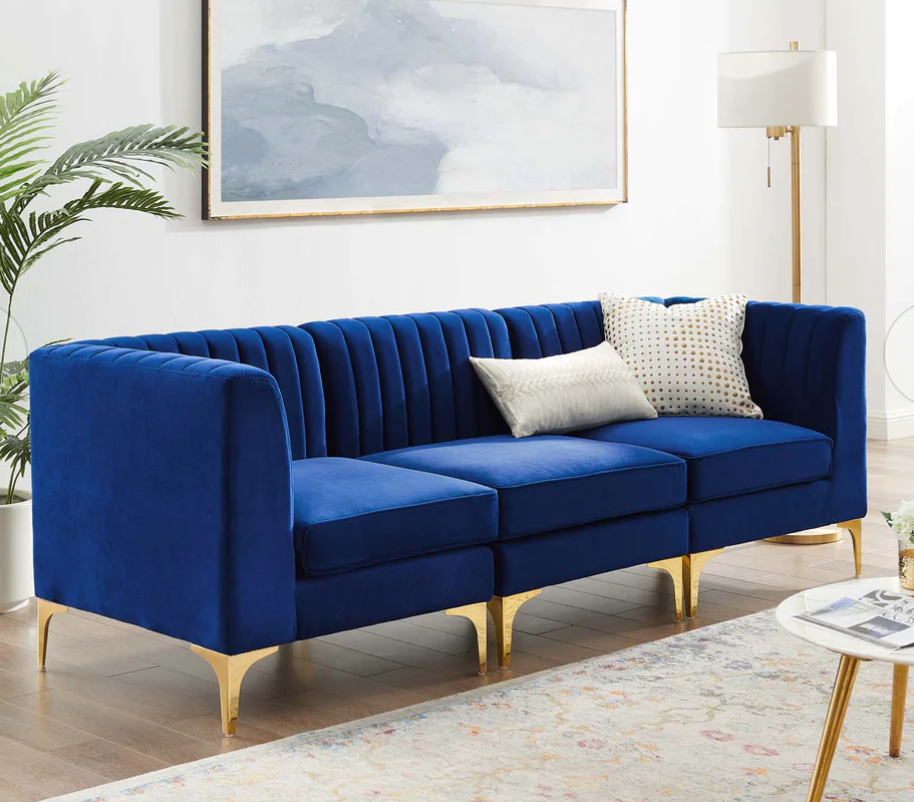 Modway Triumph Channel Tufted Velvet 3-Seater Sofa