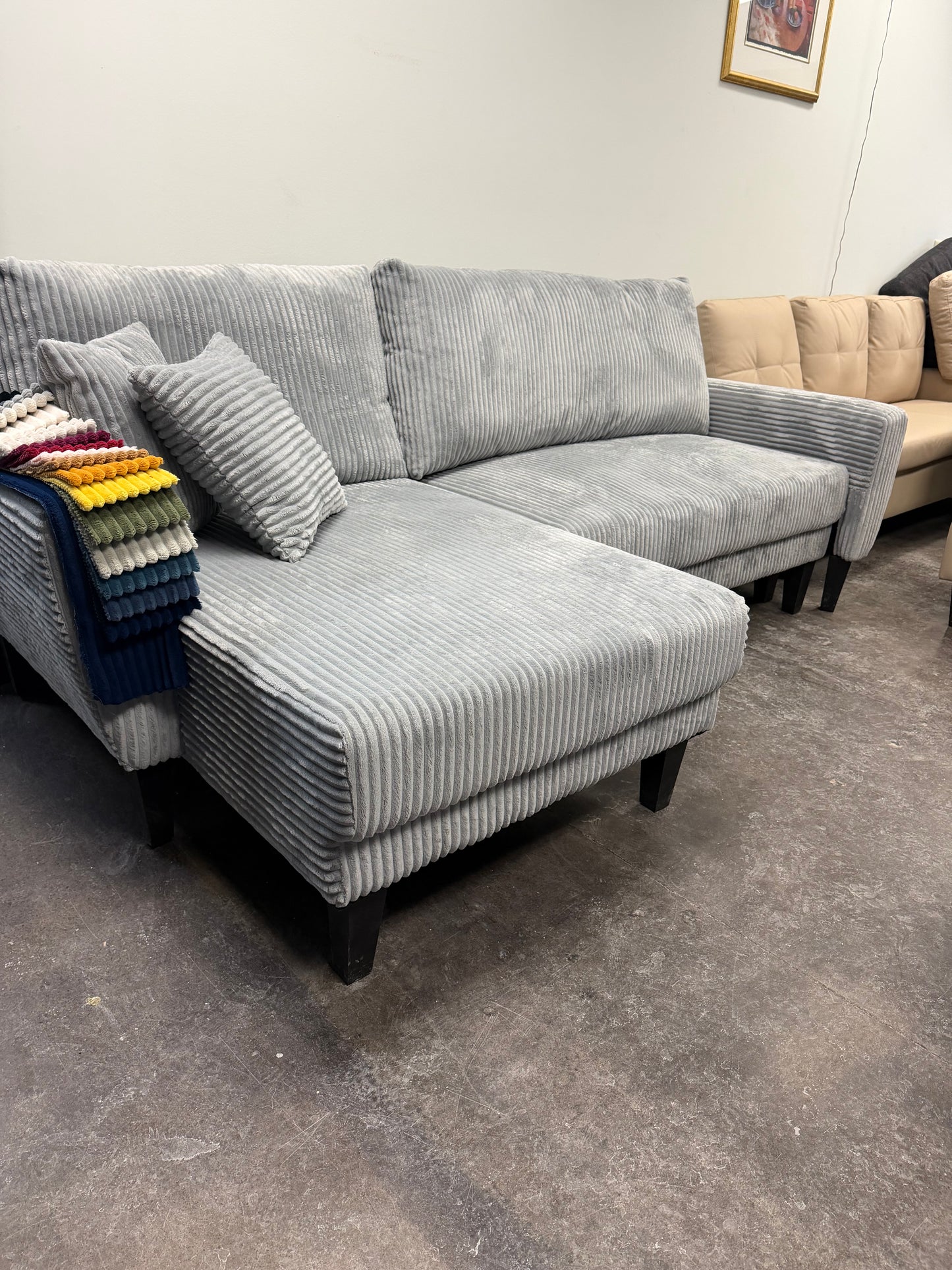 Aria Corduroy Reversible Pullout Sofa Bed Sectional