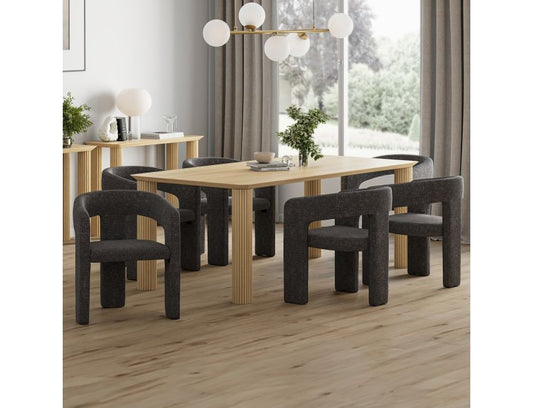 Sangra/Amara 7pc Dining Set - Natural Table with Charcoal Chair