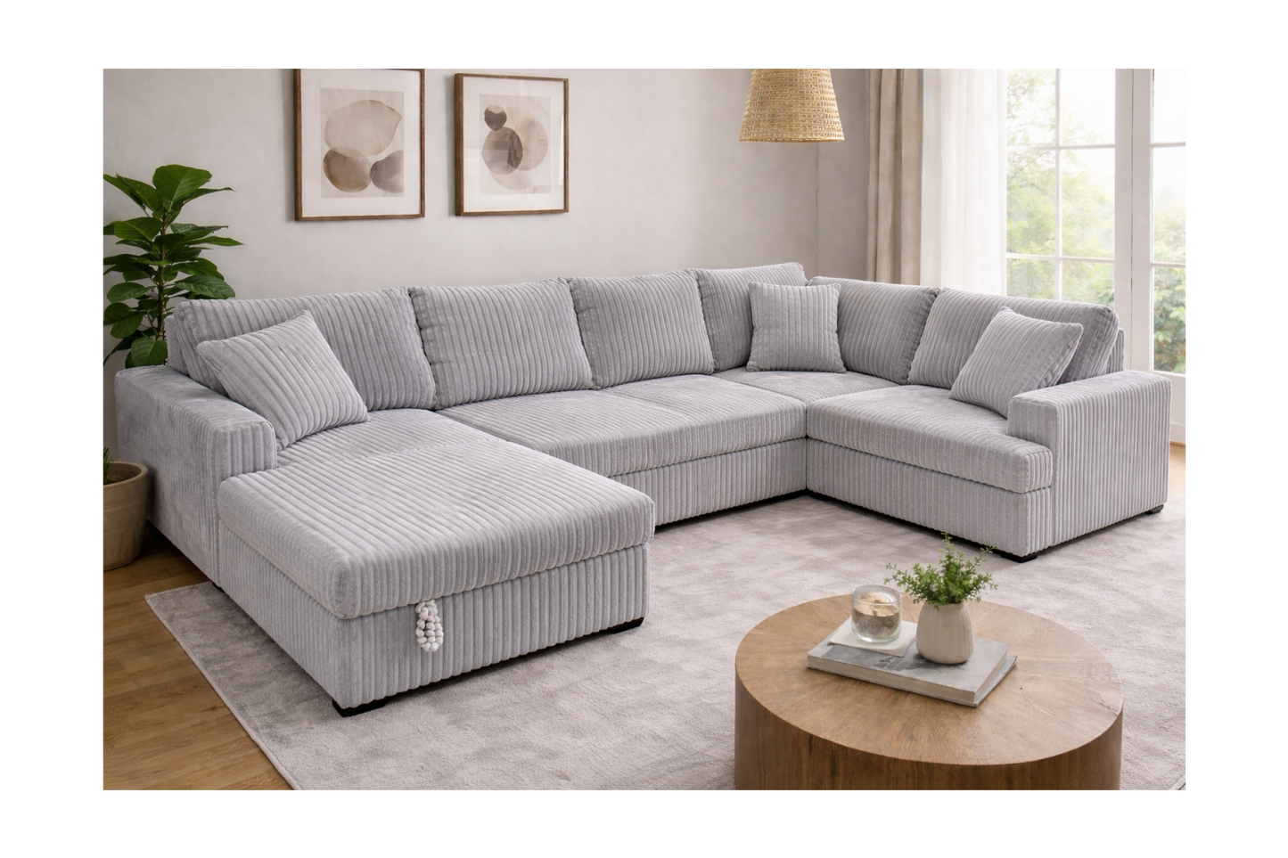 Aspen U-Shape Sleeper Sectional with Storage