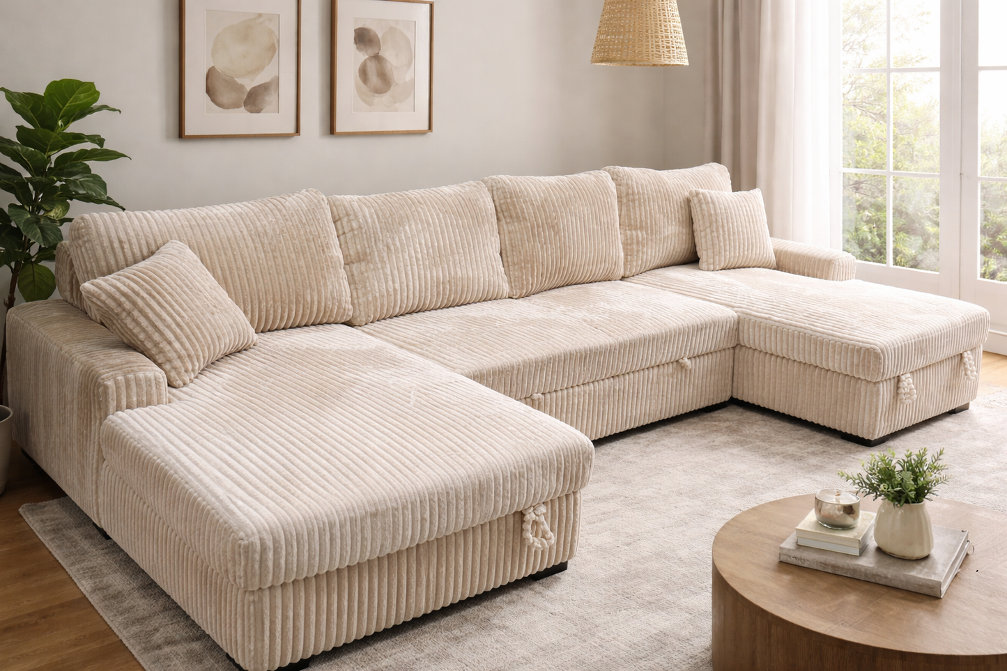 Aspen U-Shape Sleeper Sectional with Storage