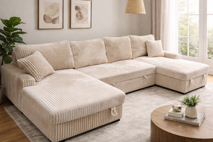 Aspen U-Shape Sleeper Sectional with Storage