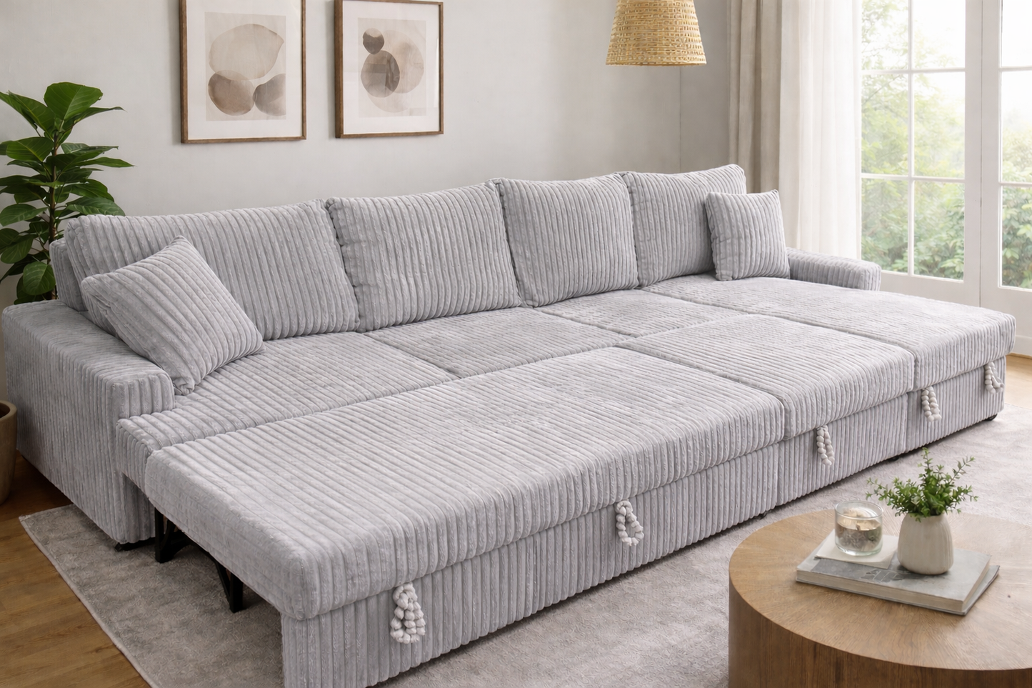 Aspen U-Shape Sleeper Sectional with Storage