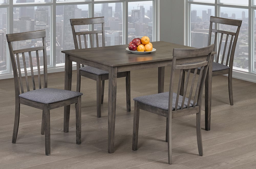 Grey Wood Trestle Dining Set 5pc - grey wood table with four trestle back chairs