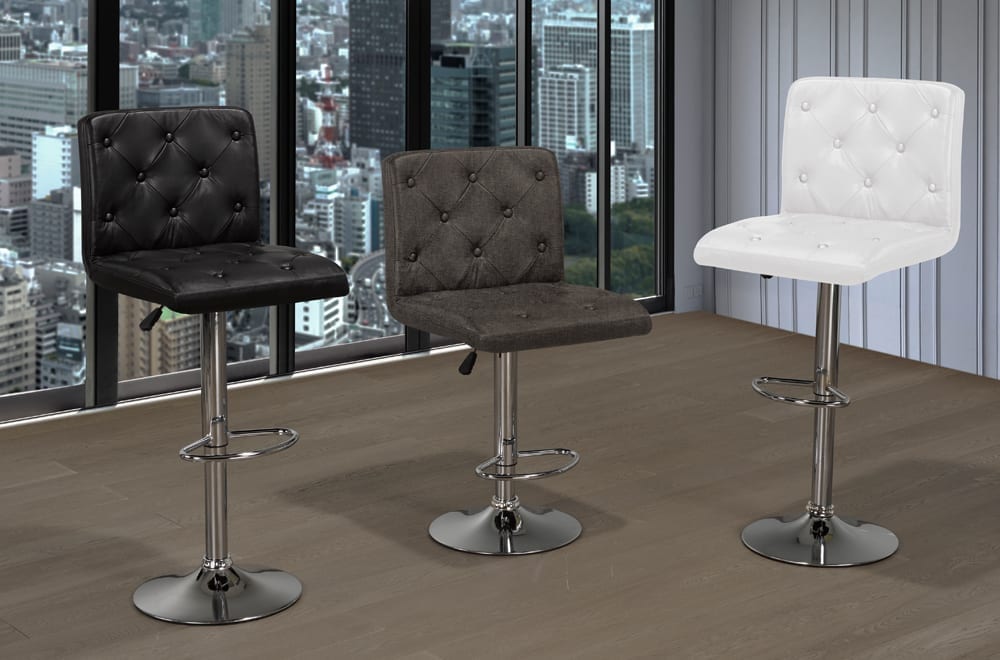 Button Tufted Adjustable Bar Stool