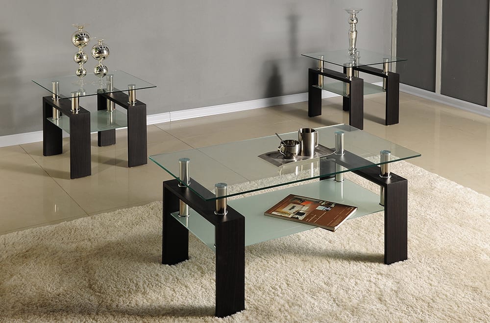 Rectangular Glass Modern Coffee Table Set