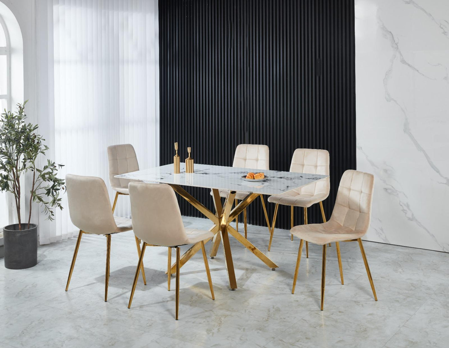 Modern Ceramic Dining Table Set – 7 Piece