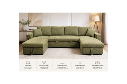 Modern U-Shape Sofa Bed With Storage