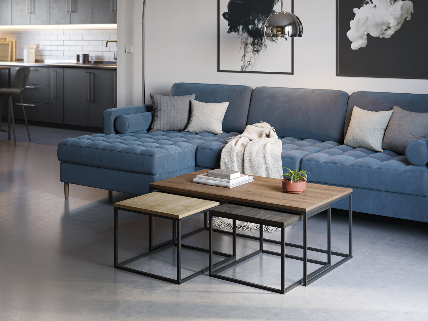 Dark Brown Nesting Coffee Table Set
