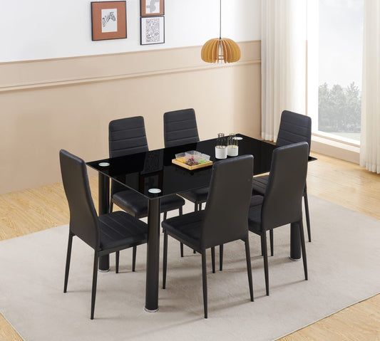Florian Glass Dining Table Set 7pc
