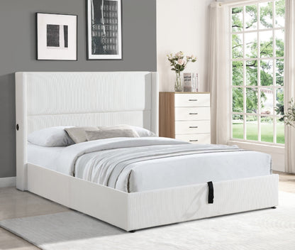 Corduroy Wingback Lift-Up Storage Bed