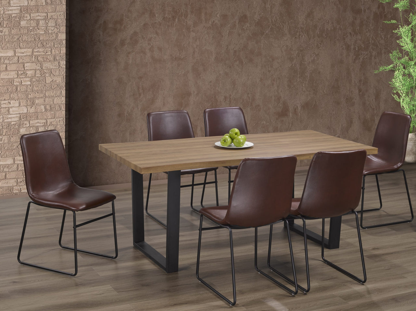 Live Edge Dining Brown Set 7pc