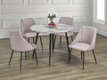 Round Marble Dining Table Set With Velvet Chairs 5pc