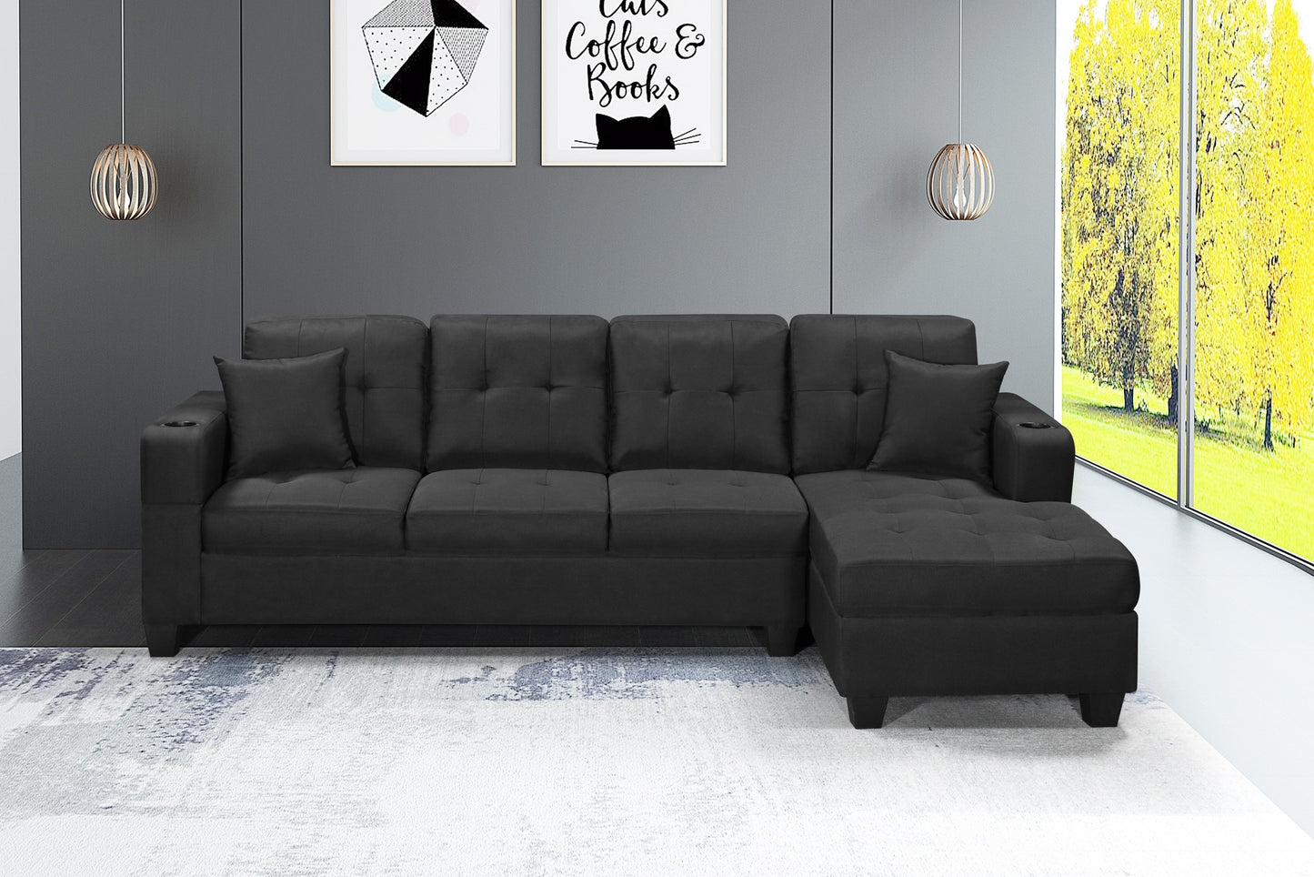 Sectional Sofa – Grey/Black