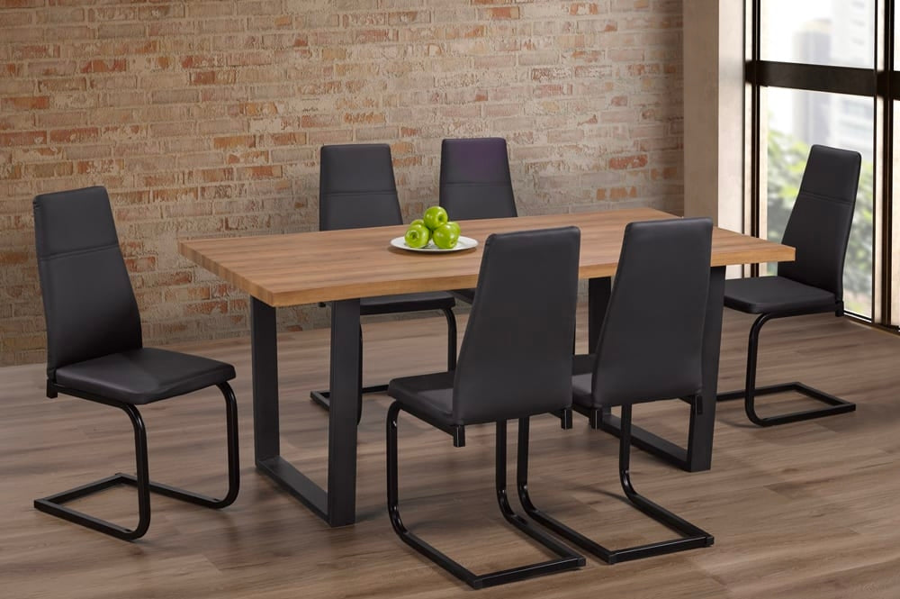 Live Edge Black Dining Set 7pc