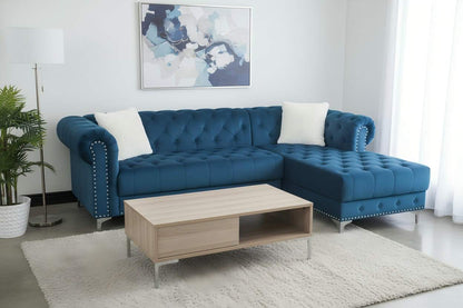 Velvet Tufted Sofa With Nailheads