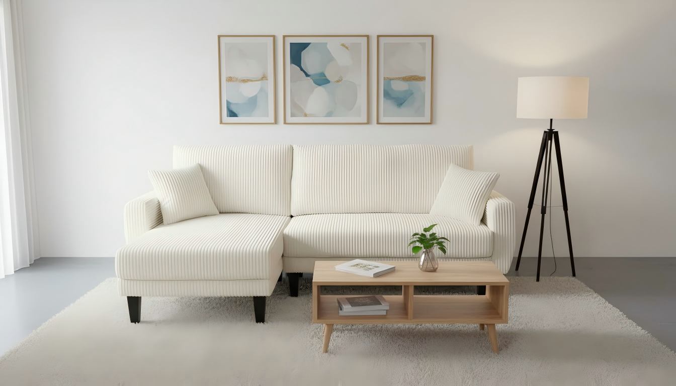 Aria Corduroy Reversible Pullout Sofa Bed Sectional