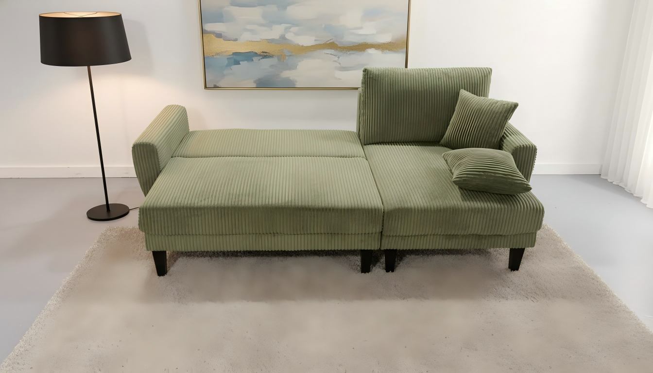 Aria Corduroy Reversible Pullout Sofa Bed Sectional