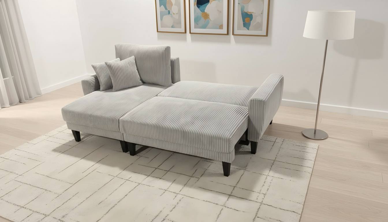 Aria Corduroy Reversible Pullout Sofa Bed Sectional