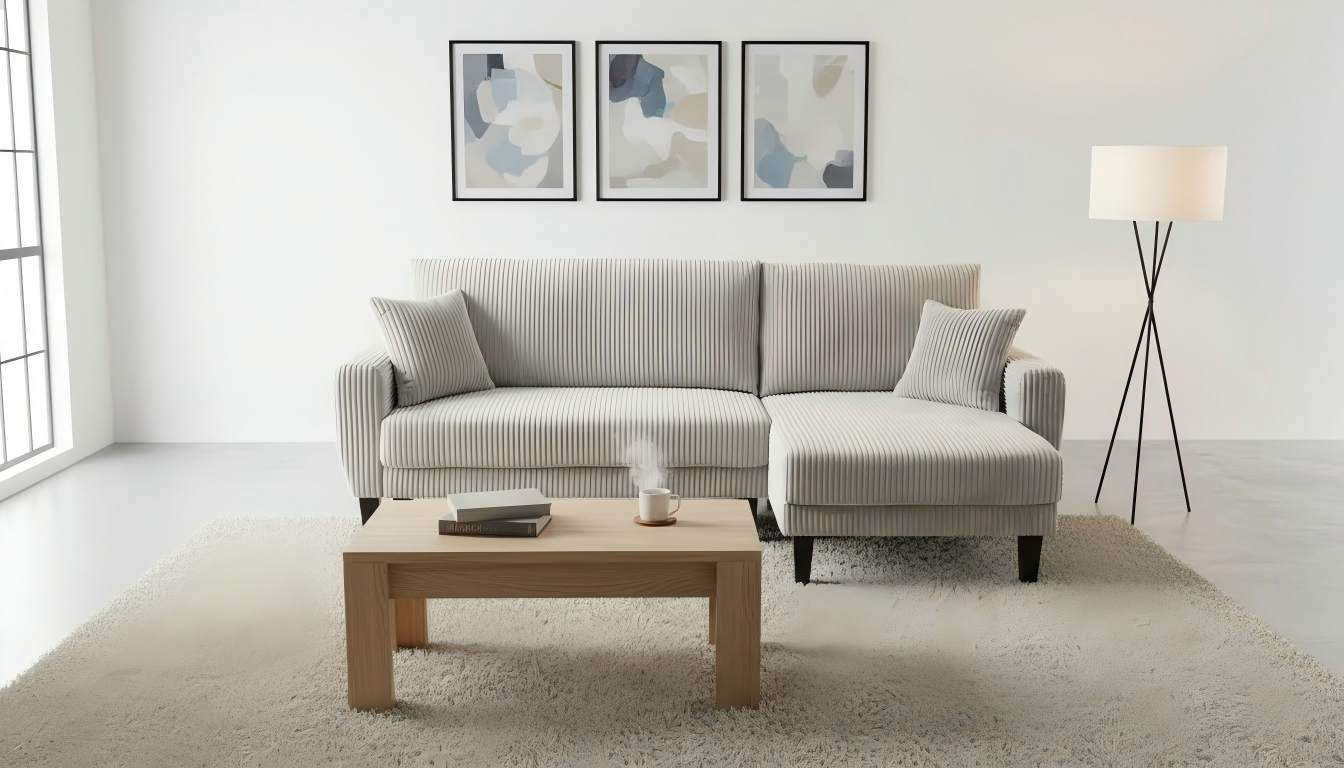 Aria Corduroy Reversible Pullout Sofa Bed Sectional