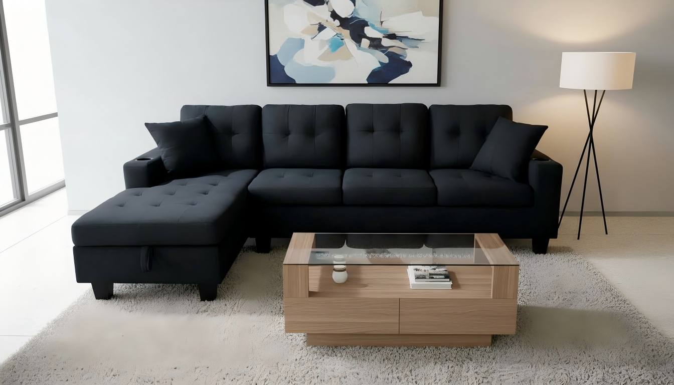 Fabric Sectional Storage Sofa