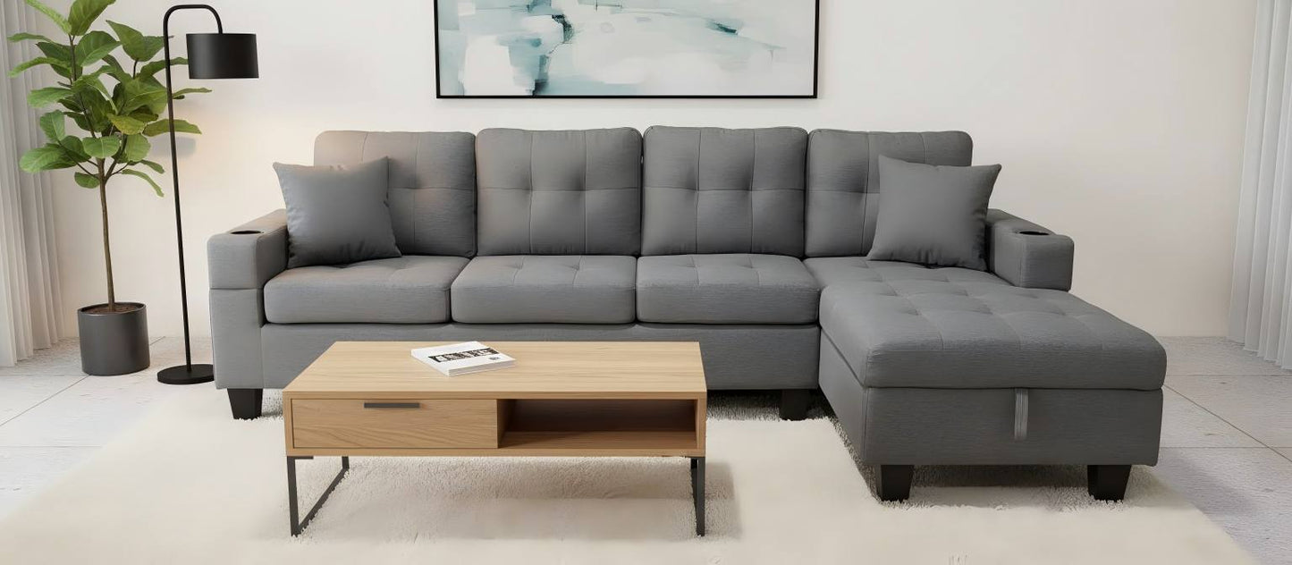 Fabric Sectional Storage Sofa