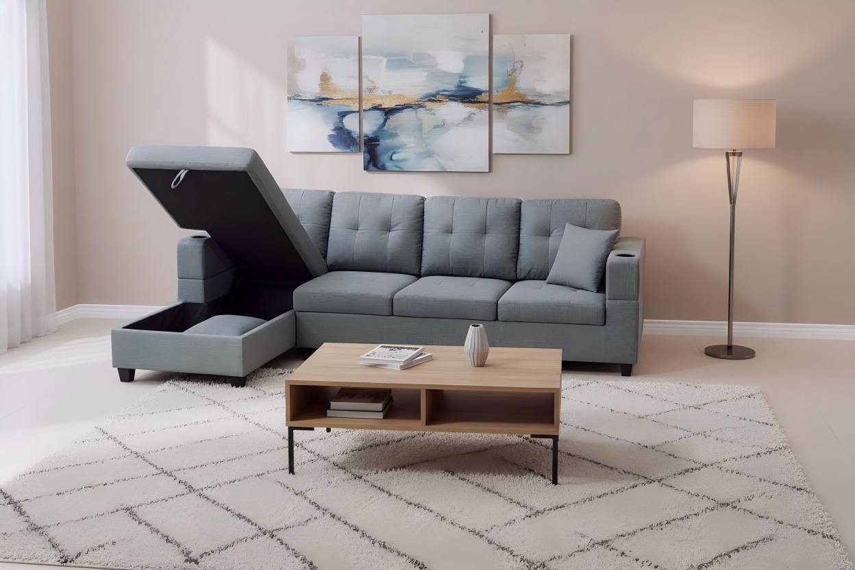 Fabric Sectional Storage Sofa