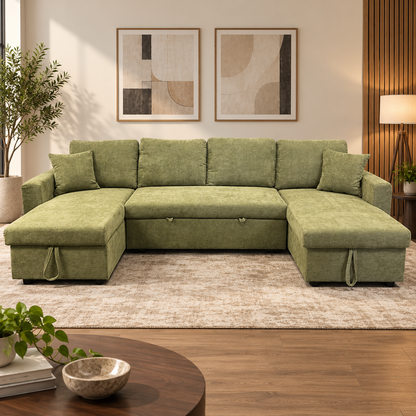 Modern U-Shape Sofa Bed With Storage