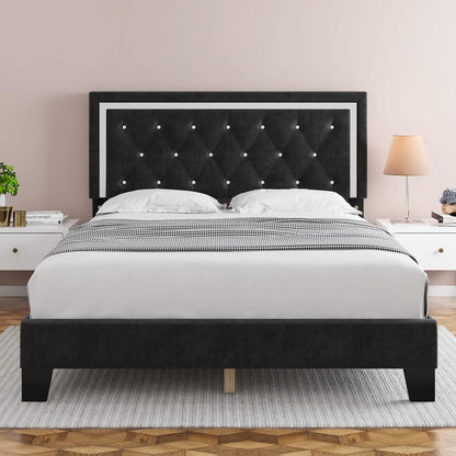 Lane Diamond-Tufted Velvet Bed Frame
