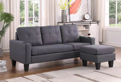 3 Seater Couch with Switchable Ottoman and Cup Holders