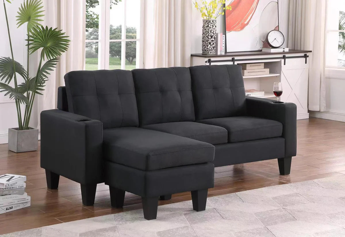 3 Seater Couch with Switchable Ottoman and Cup Holders